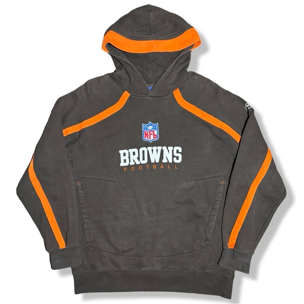 Vintage Reebok Cleveland Browns Football Brown Hoodie & Trim Licensed NFL Gear